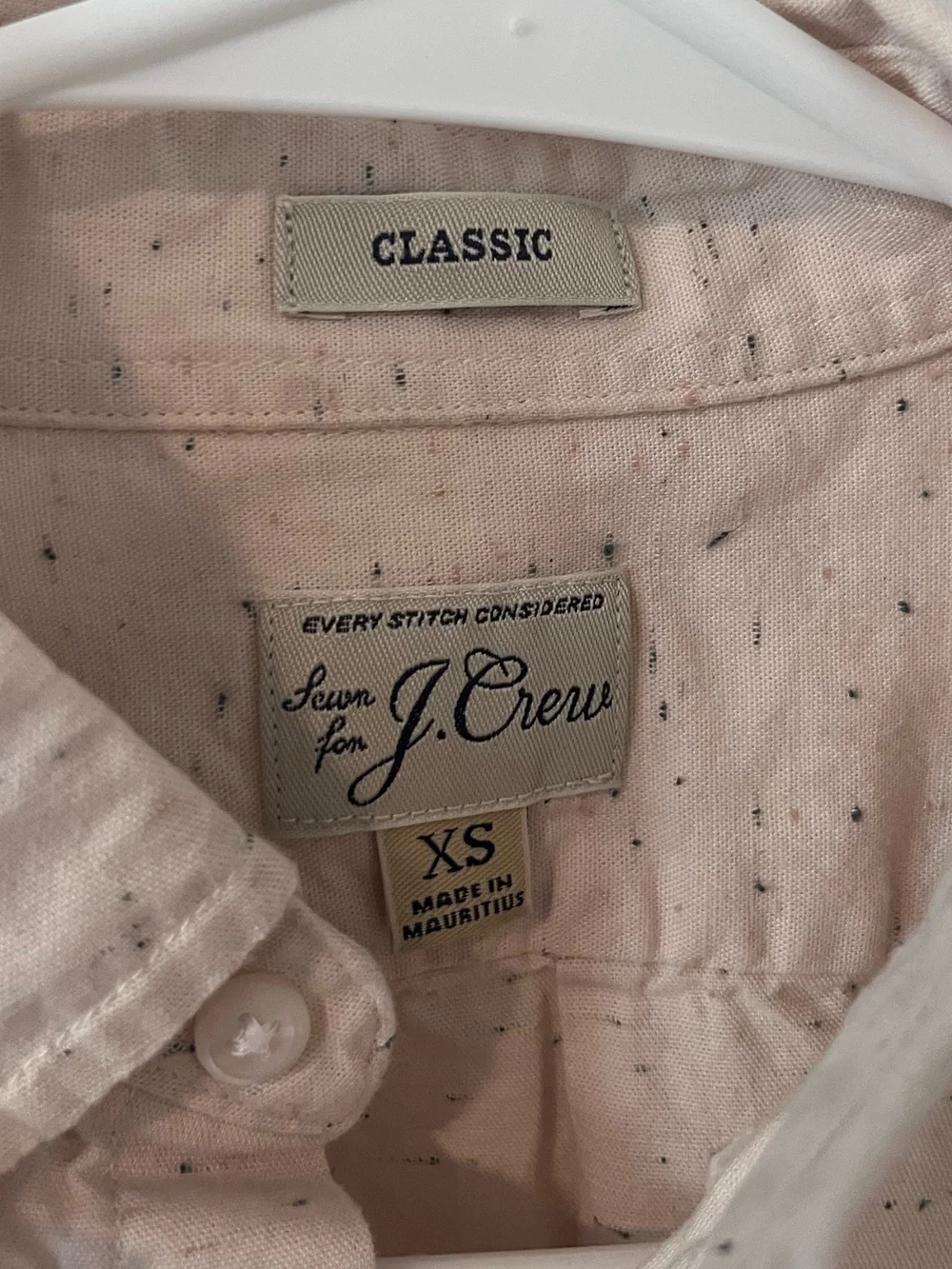 J. Crew Men’s Short Sleeve Shirt Neppy Chambray Mountain White Classic Size XS
